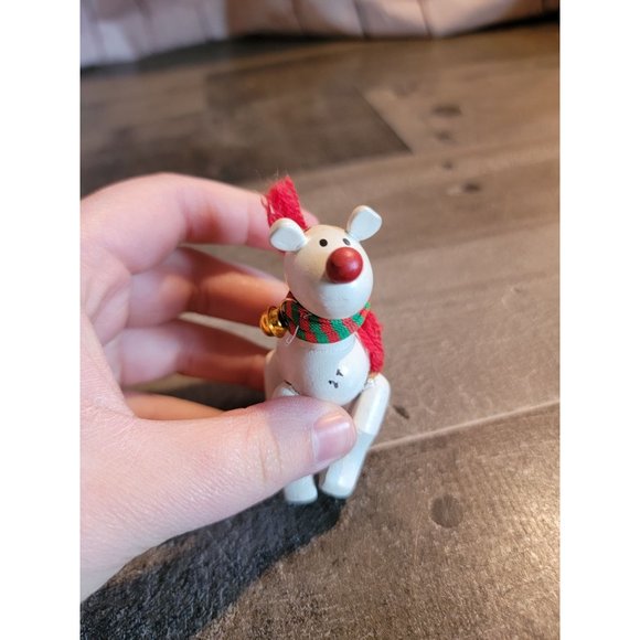 Wooden AS IS reindeer bell Rudolph xmas ornament - Picture 2 of 4